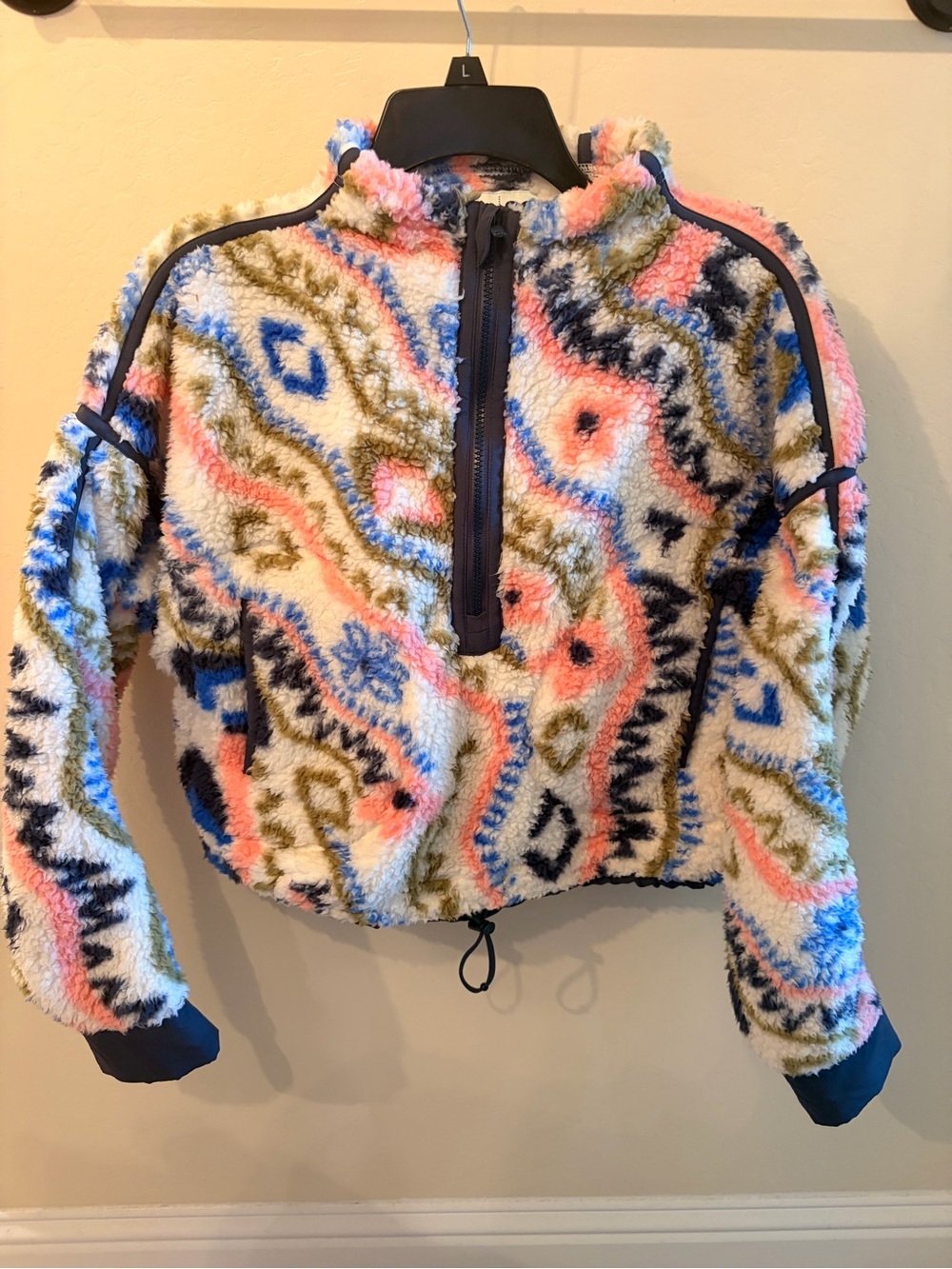 SO Multicolor Patterned Teddy Quarter-Zip Jacket